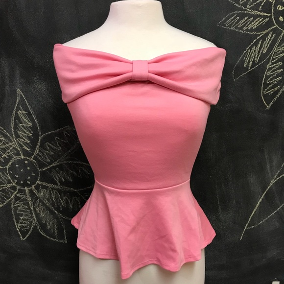 Blue Mint Tops - Off Shoulder Peplum Top